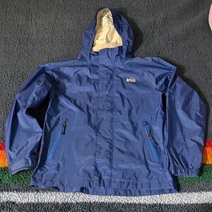 REI Kids' Blue Hooded Rain Jacket with Light Lining (10-12 age)
